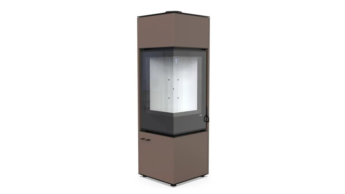 Польська піч на дровах до 90 м² сталева Defro Home QUADROOM LONG Коричневий 9 кВт 1450х450х450 мм