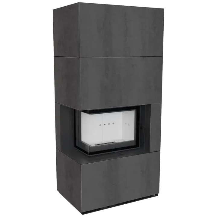 FLOKI BOX левый 8 kW Ø 160 в корпусе с керамогранита NATURALI ARDESIA NERO A SPACCO