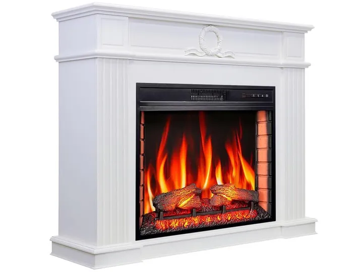 Камінокомплект ArtiFlame Neoclassic AF28S білий з обігрівом і звуком горіння вогню