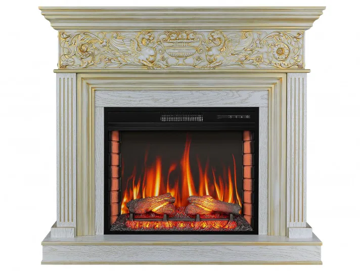 Камінокомплект ArtiFlame Residence AF28S білий дуб, патина золото (127 х 115.8 х 38 см) зі звуком