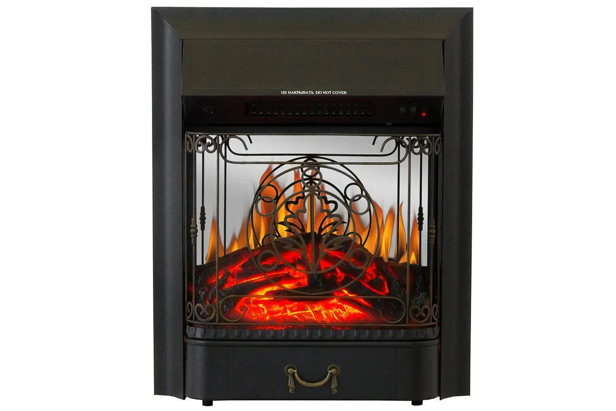 Электрокамин с обогревом, звуком и эффектом пламени декоративный Royal Flame Majestic FX M Black встроенный