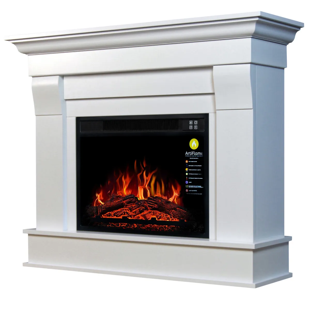 Каминокомплект ArtiFlame Albion Corner AF23 Белый бьянко (110.6 х 90 х 70 см) угловой