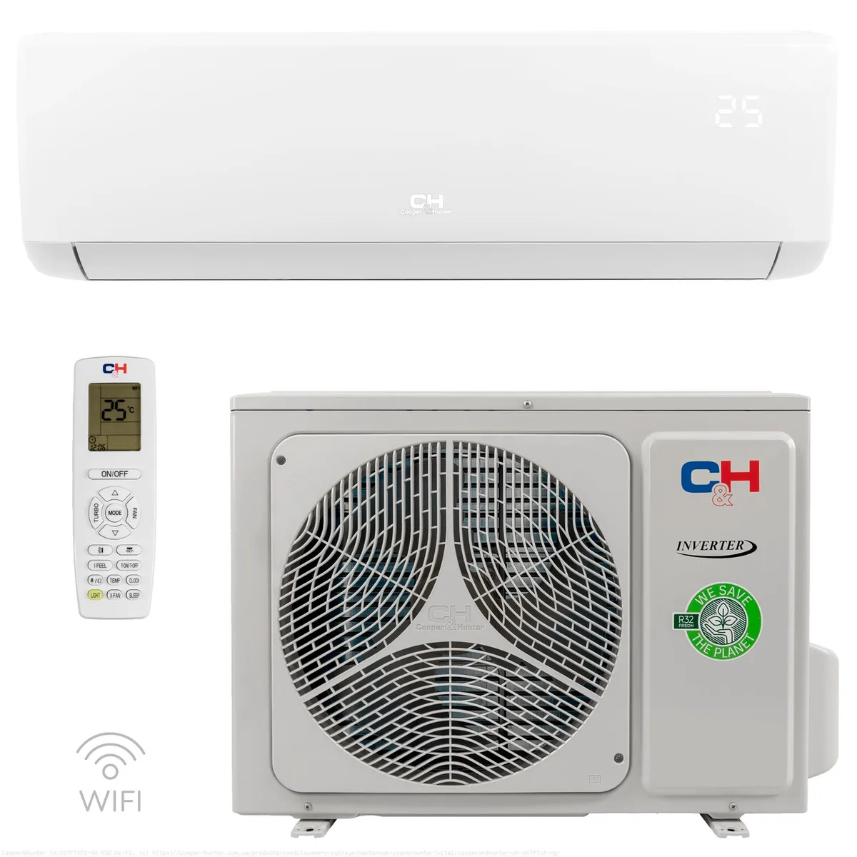 Кондиционер до 20 м² Cooper&Hunter для дома с Wi-Fi Server CH-S07FTXF2-NG VITAL INVERTER R32 подходит для обогрева до -15°C