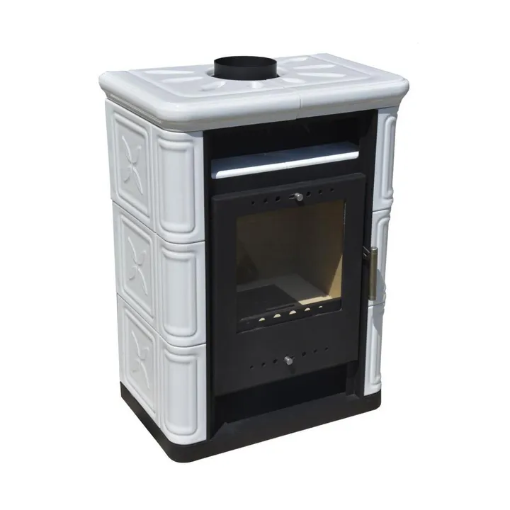 Польская кафельная печь на дровах до 60 м² стальная Nordflam ARTA White 6 кВт 650х397х846 мм