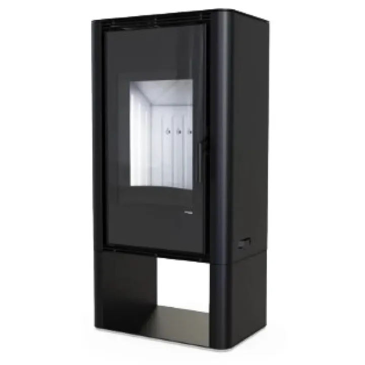 Польська піч на дровах до 90 м² сталева Defro Home SOLUM LOG чорна (1189х600х400 мм)