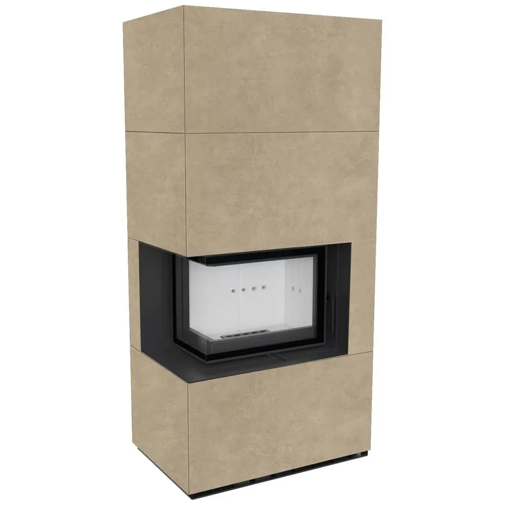 Камін Kratki FLOKI BOX лівий 8 kW Ø 160 в обудові з керамограніту FOKOS RENA