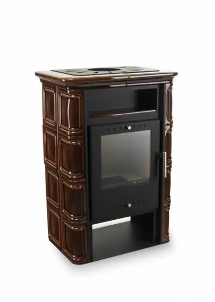 Польская кафельная печь на дровах до 60 м² стальная Nordflam VERA Brown 6 кВт 653х400х956 мм