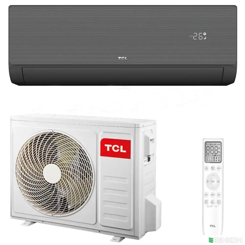 Кондиционер до 50 м² TCL для дома с Wi-Fi  TAC-18CHSD/ZG41IHB Black Heat Pump Inverter R32 WI-FI подходит для обогрева до -10°C