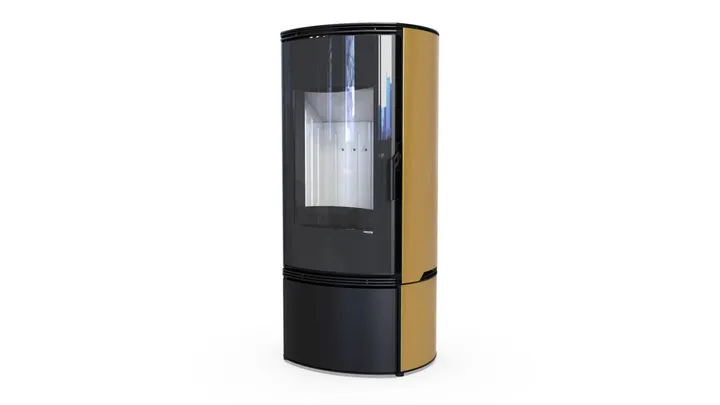 Польская печь на дровах до 90 м² стальная Defro Home ORBIS Золотой 9 кВт 1193х576х505 мм