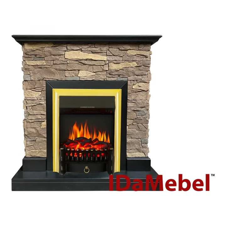 Камінокомплект електричний Dimplex IDaMebel Gemma в класичному стилі з каміном Fobos Brass