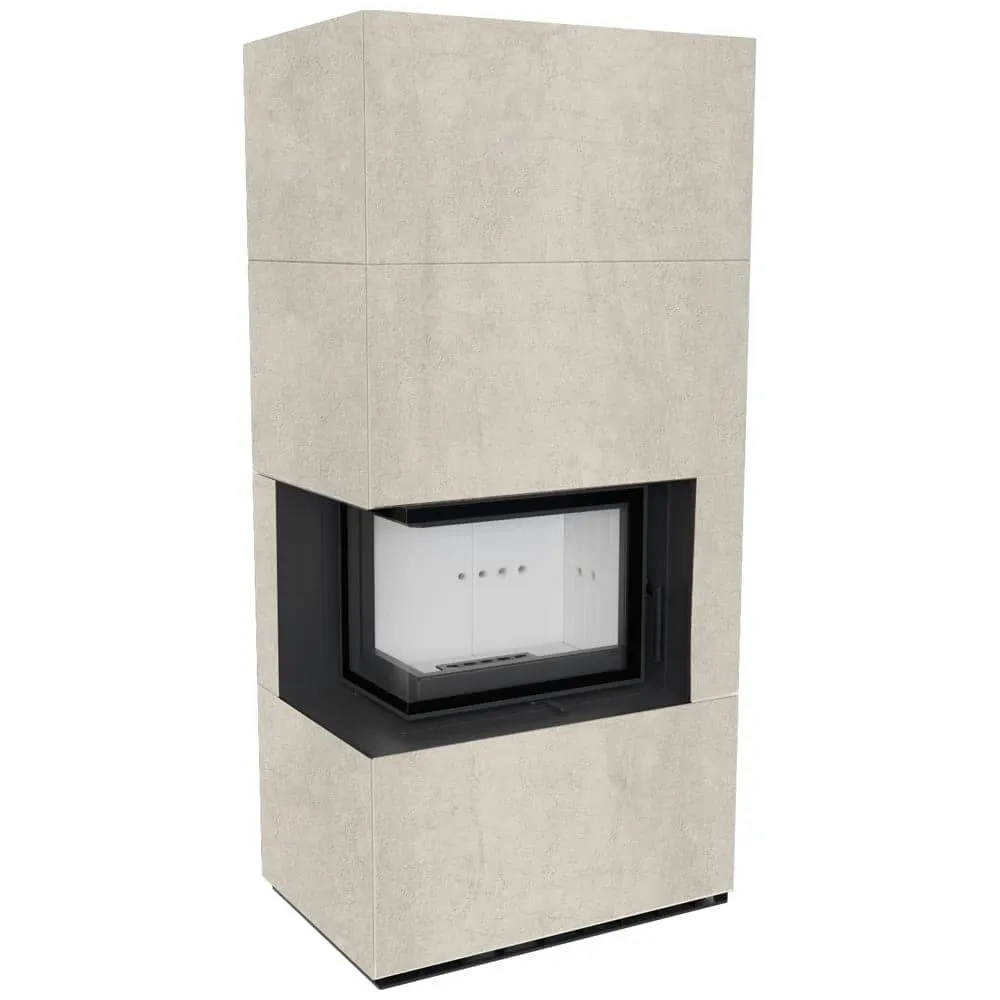 FLOKI BOX левый 8 kW Ø 160 в корпусе с керамогранита NATURALI PIETRA DI SAVOIA ANTRANCITE BOCCIARDATA