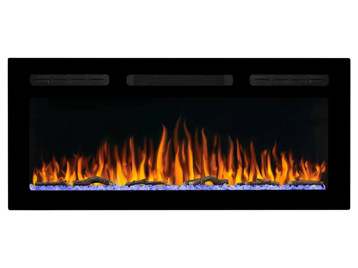 Електрокамін з обігрівом та звуком горіння вогню декоративний ArtiFlame AF40WR чорний вбудований