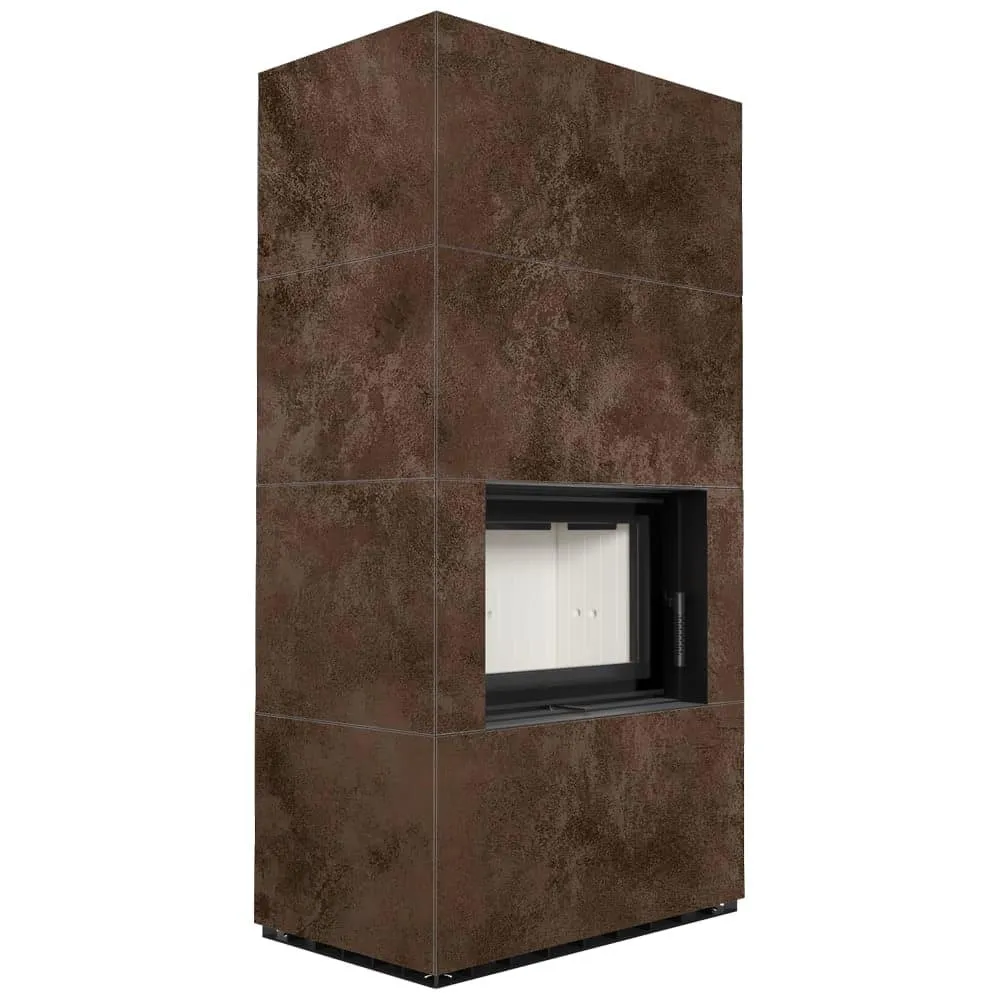 Камін Kratki FLOKI BOX 8 kW Ø 160 в обудові з керамограніту OXIDE MORO