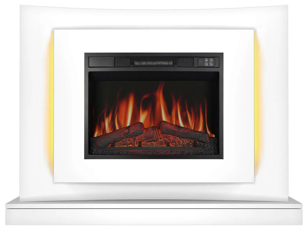 Камінокомплект ArtiFlame Lucca AF23S білий з LED підсвічуванням, обігрівом і звуком горіння вогню