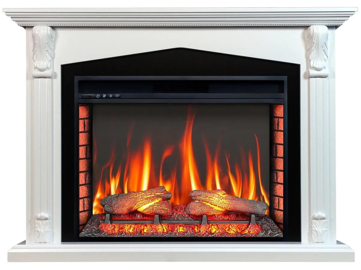 Каминокомплект ArtiFlame Praga AF33 белый с обогревом без звука
