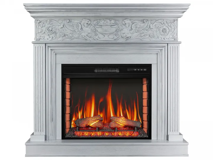 Камінокомплект ArtiFlame Residence AF28S білий дуб б'янко, патина срібло (127 х 115.8 х 38 см) зі звуком