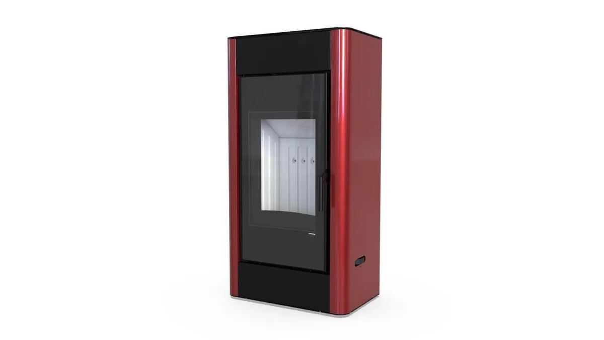 Польская печь на дровах до 90 м² стальная Defro Home SOLUM красная 9 кВт (1150х600х400 мм)