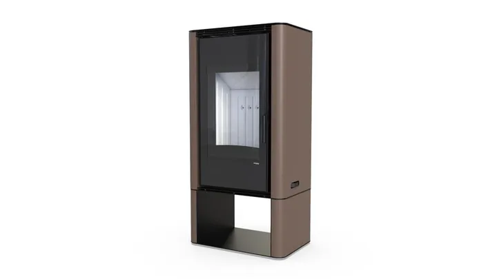 Польська піч на дровах до 90 м² сталева Defro Home SOLUM LOG коричнева 9 кВт (1189х600х400 мм)