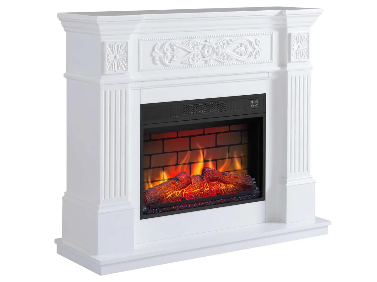 Камінокомплект ArtiFlame Toscana AF23BS білий з обігрівом і звуком горіння вогню