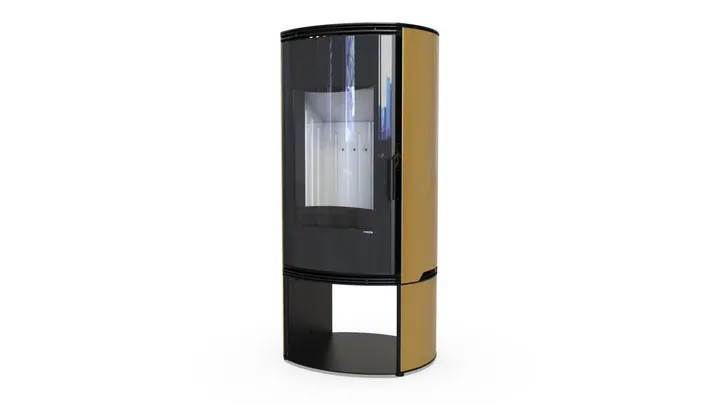 Польская печь на дровах до 90 м² стальная Defro Home ORBIS LOG Золотой 9 кВт 1181х576х505 мм