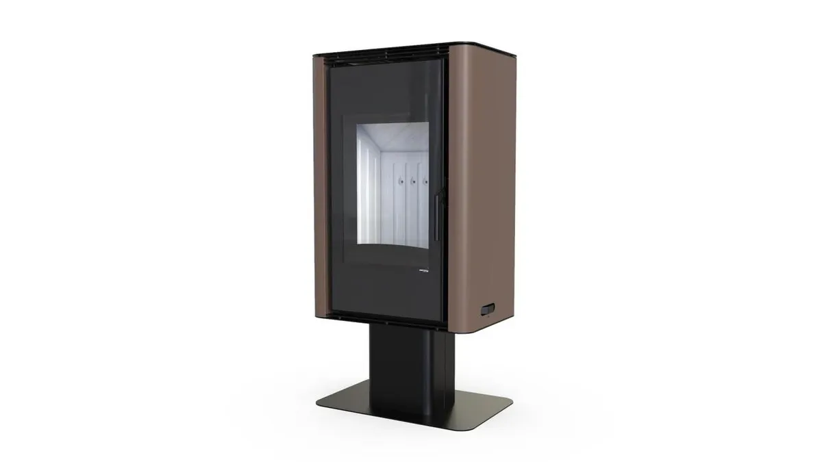 Польська піч на дровах до 90 м² сталева Defro Home SOLUM TOP коричнева 9 кВт (1177х600х400 мм)