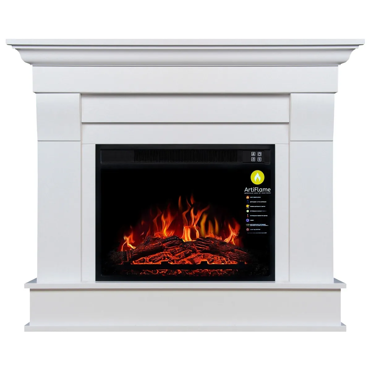 Каминокомплект угловой ArtiFlame Albion Corner AF23S Белый бьянко, со звуком (110.6 х 90 х 70 см)