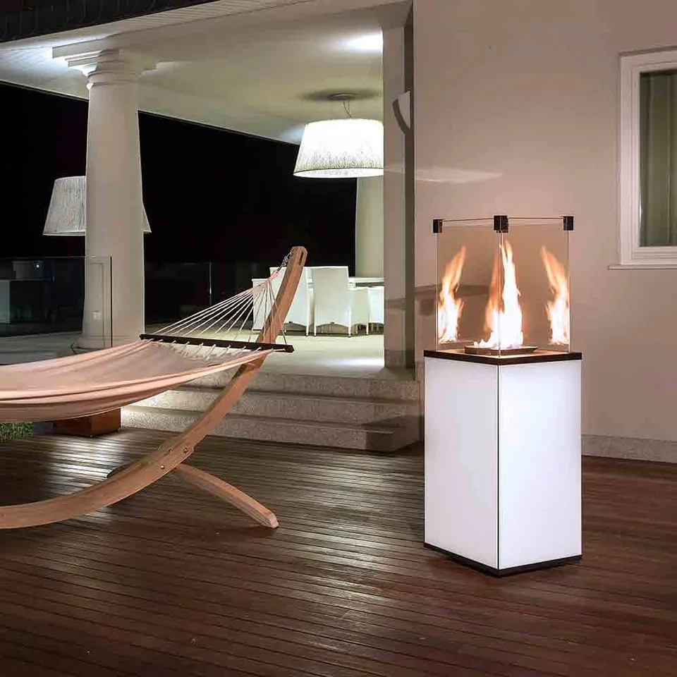 Газовый обогреватель Kratki PATIO стекло/белый - дистанционное управление (пульт)