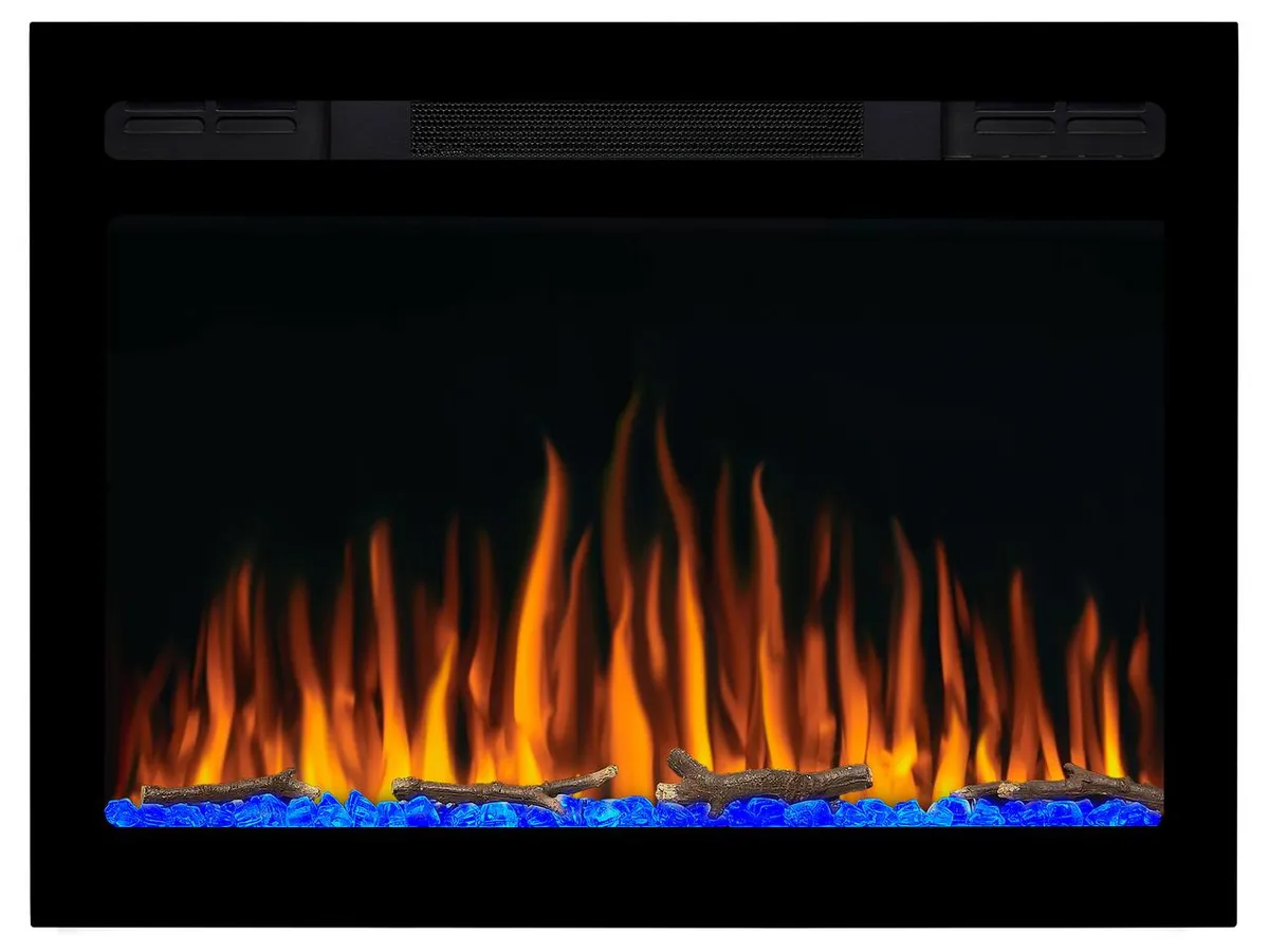 Електрокамін з обігрівом, звуком та пультом ДУ декоративний ArtiFlame AF27WR чорний вбудований
