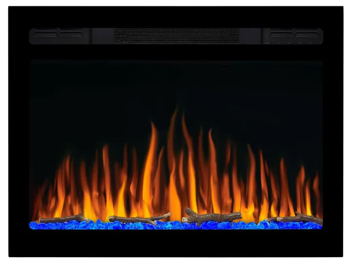 Електрокамін з обігрівом, звуком та пультом ДУ декоративний ArtiFlame AF27WR чорний вбудований