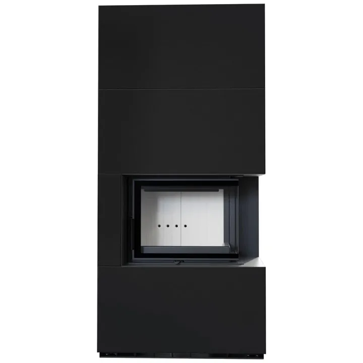 Камін Kratki FLOKI BOX правий 8 kW Ø 160 в обудові модульній ZIMBABWE NERO