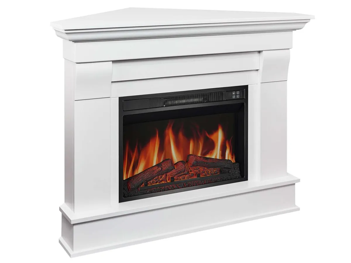 Камінокомплект кутовий ArtiFlame Albion Corner AF23S білий з обігрівом і звуком горіння вогню