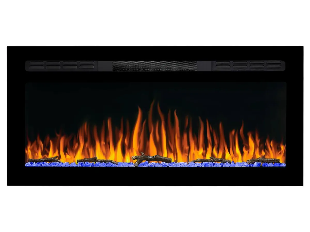 Електрокамін з обігрівом та звуком горіння вогню декоративний ArtiFlame AF37WR чорний вбудований