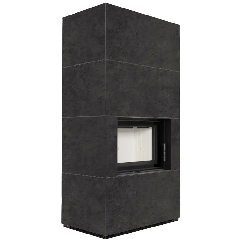 Камін Kratki FLOKI BOX 8 kW Ø 160 в обудові з керамограніту FOKOS GRAFITE