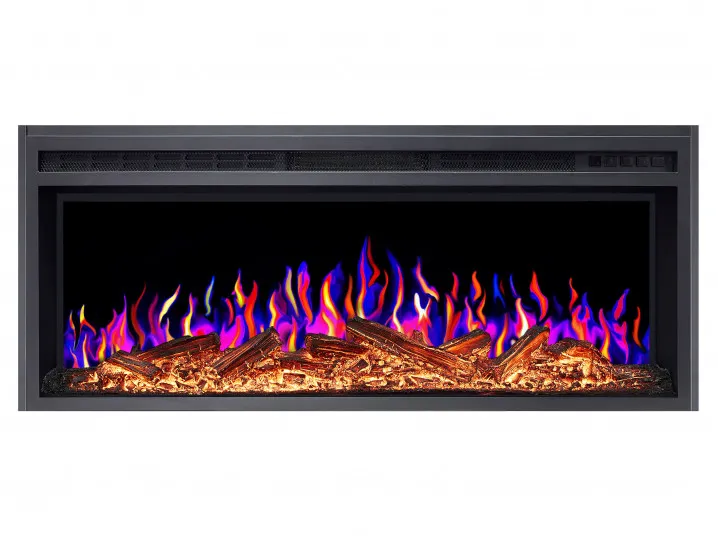 Електрокамін з обігрівом, звуком та пультом ДУ декоративний ArtiFlame AF38 Multicolor чорний вбудований
