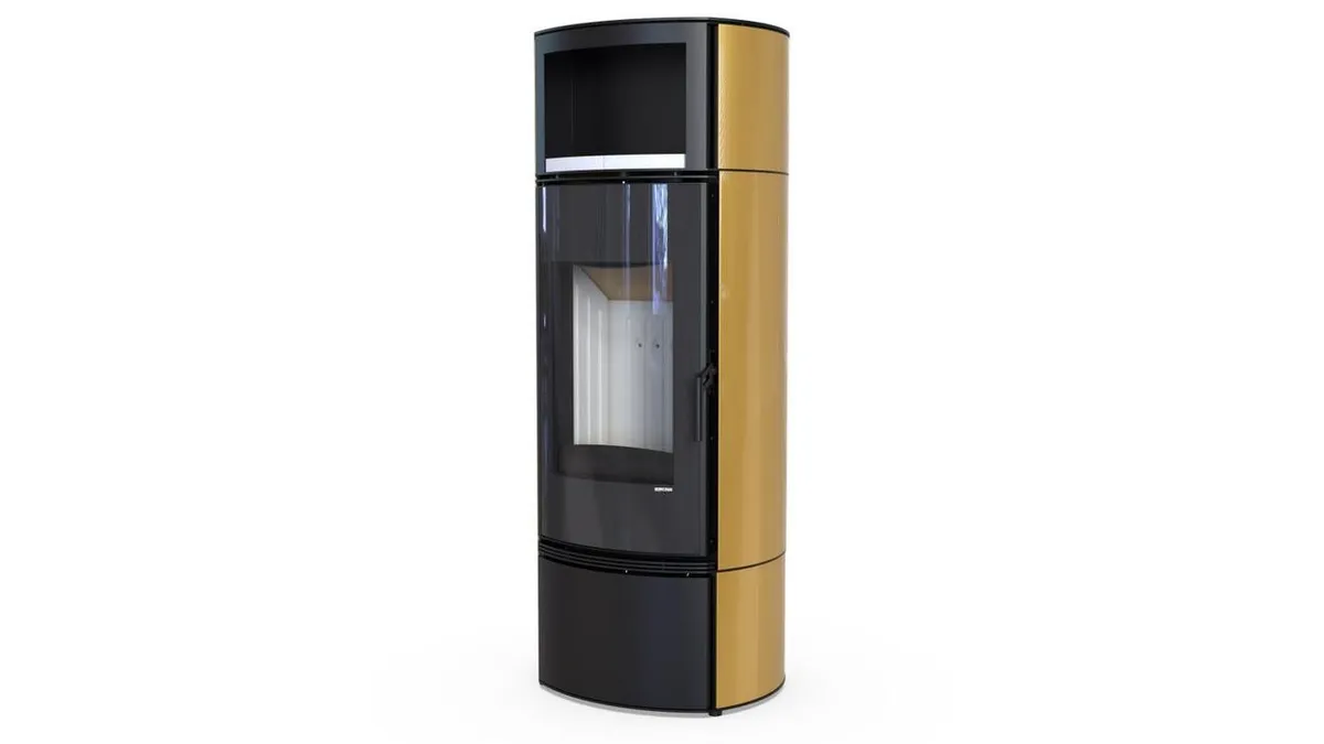 Польская печь на дровах до 90 м² стальная Defro Home ORBIS EXTENTO H Золотой 9 кВт 1497х576х505 мм