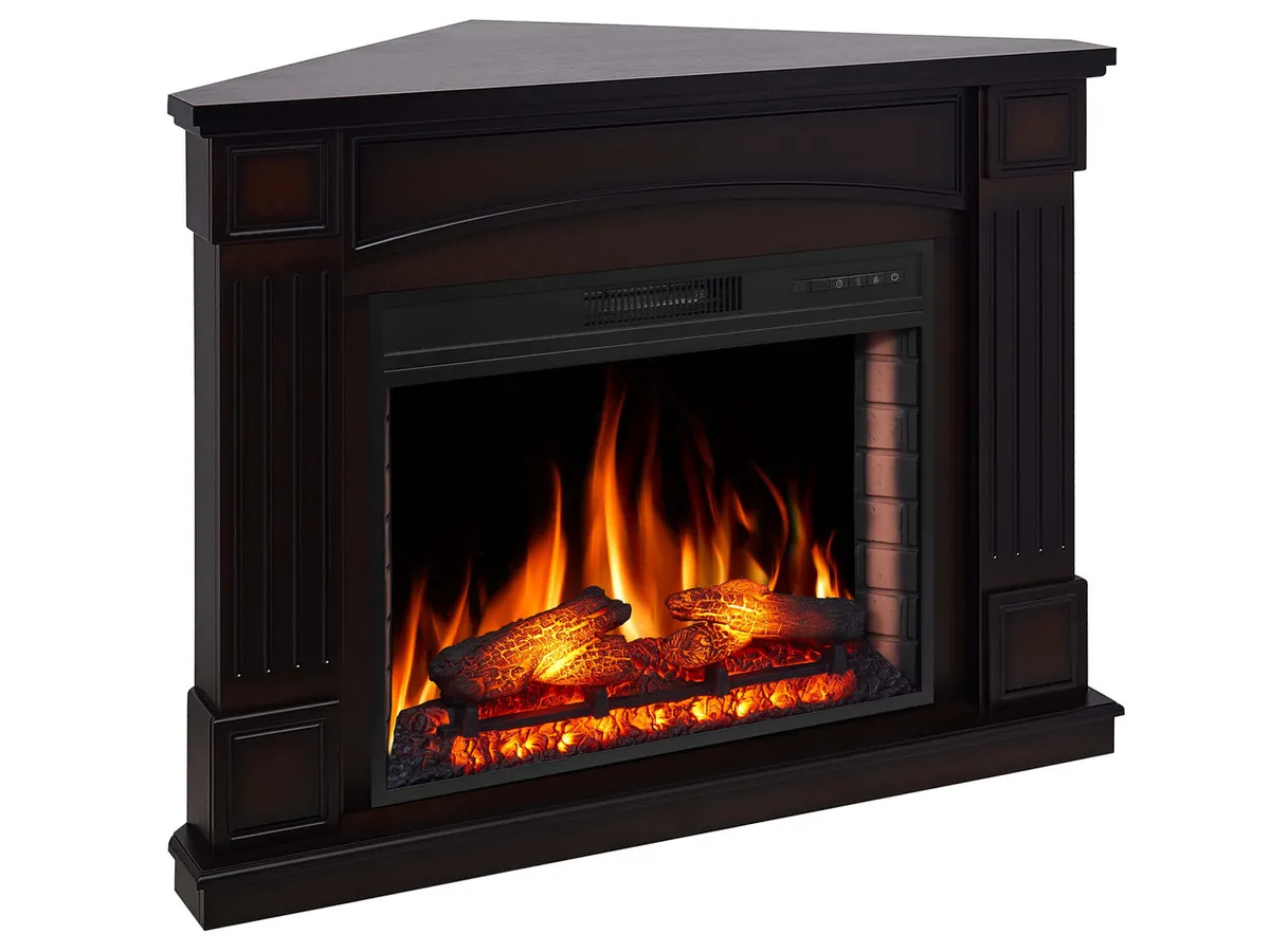 Камінокомплект ArtiFlame Boston Corner AF28S махагон коричневий антик з обігрівом і звуком горіння вогню
