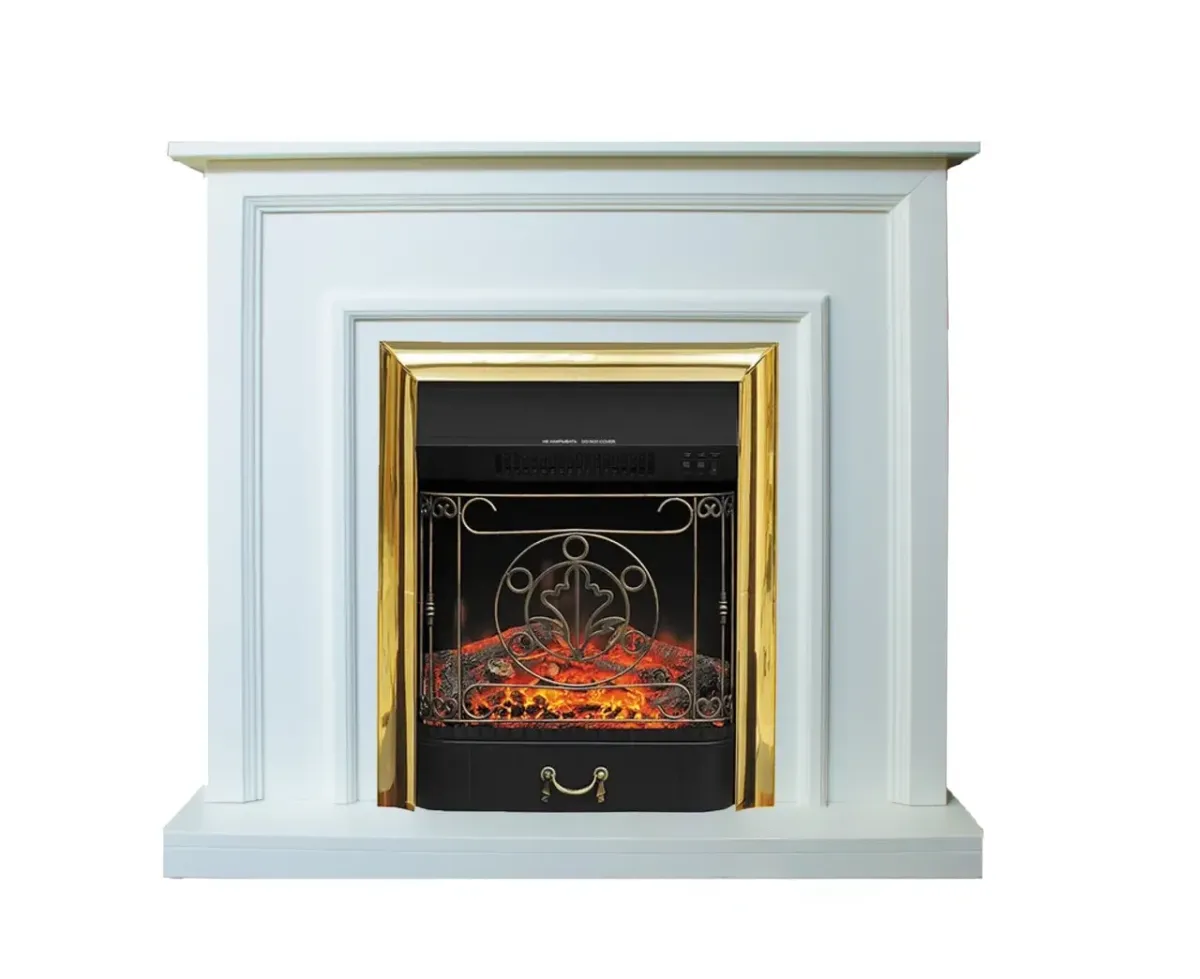 Каминокомплект электрический Dimplex IDaMebel Adele белый с камином Majestic Brass