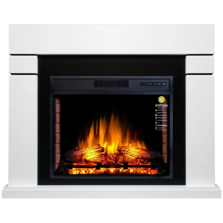 Камінокомплект ArtiFlame Lindos AF28S білий б'янко (124 х 99.5 х 34.6 см) зі звуком
