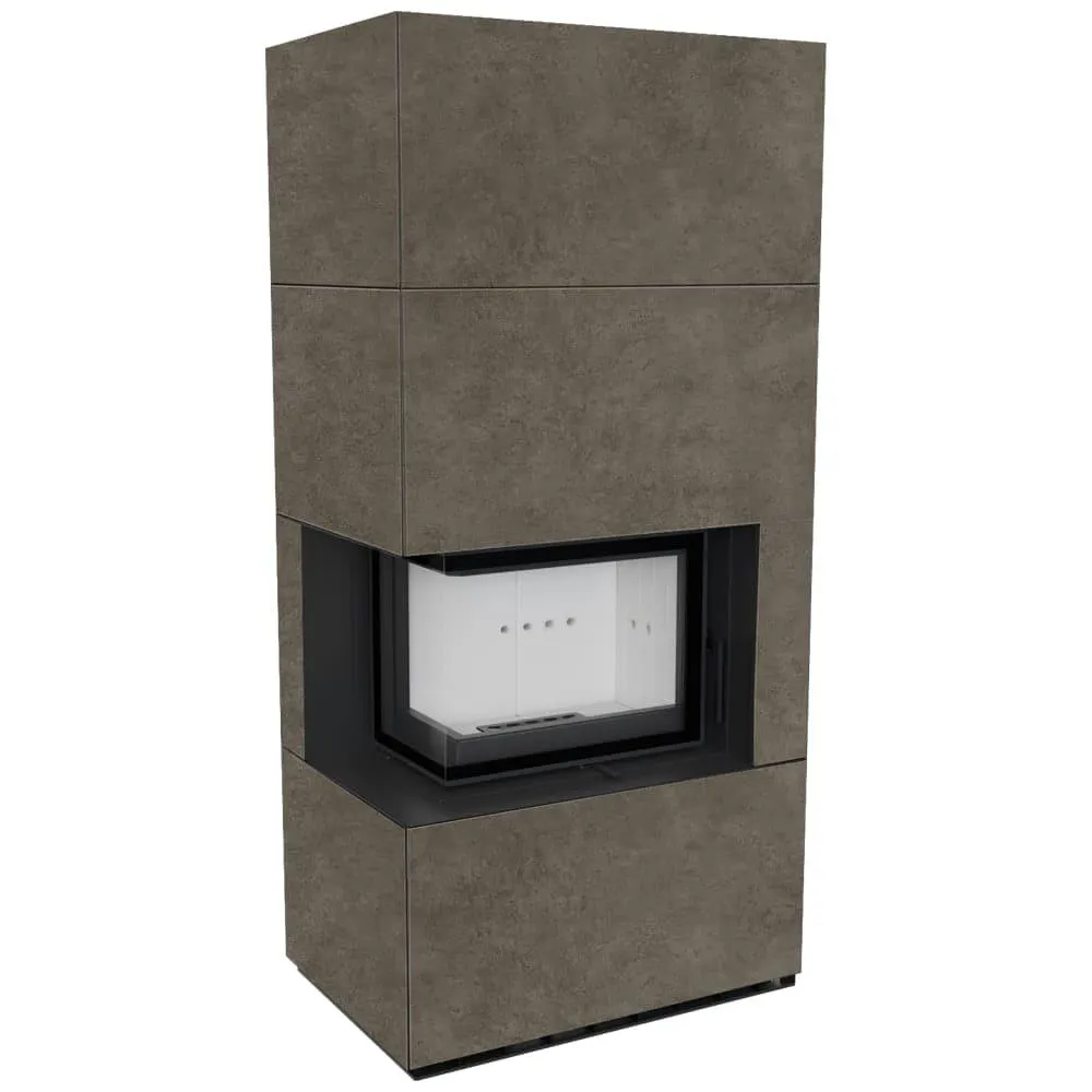 FLOKI BOX левый 8 kW Ø 160 в корпусе с керамогранита CEMENTO GRIGIO BOCCIARDATA