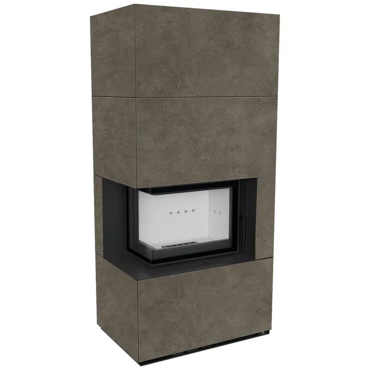 FLOKI BOX левый 8 kW Ø 160 в корпусе с керамогранита CEMENTO GRIGIO BOCCIARDATA