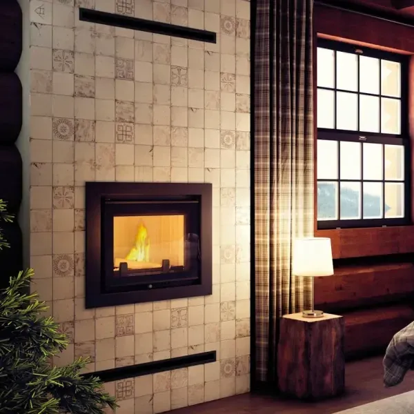 Польская каминная топка на дровах до 120 м² стальная Kratki ZUZIA PW 15 DECO 652х489х869 мм