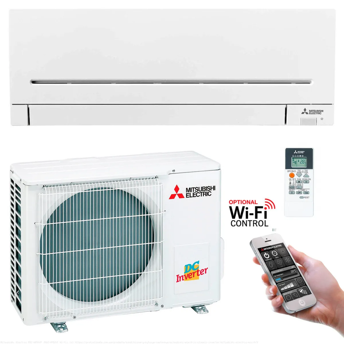 Кондиционер инверторный до 50 м² Mitsubishi для дома Electric MSZ-HR50VF/MUZ-HR50VF Wi-Fi подходит для обогрева до -10°C
