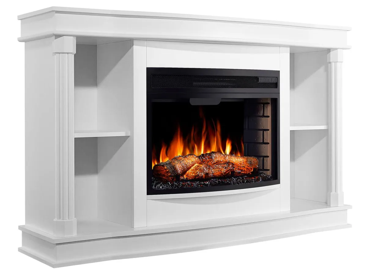 Каминокомплект ArtiFlame Brittany AF25 белый с обогревом и звуком горения огня