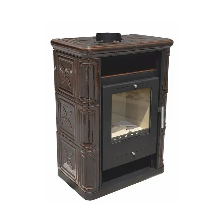 Польская кафельная печь на дровах до 60 м² стальная Nordflam ARTA Brown 6 кВт 650х397х846 мм
