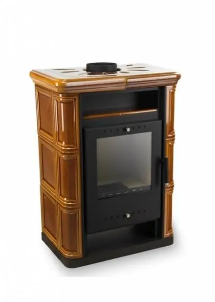Польская кафельная печь на дровах до 60 м² стальная Nordflam SENTRA Brown 6 кВт 650х397х846 мм