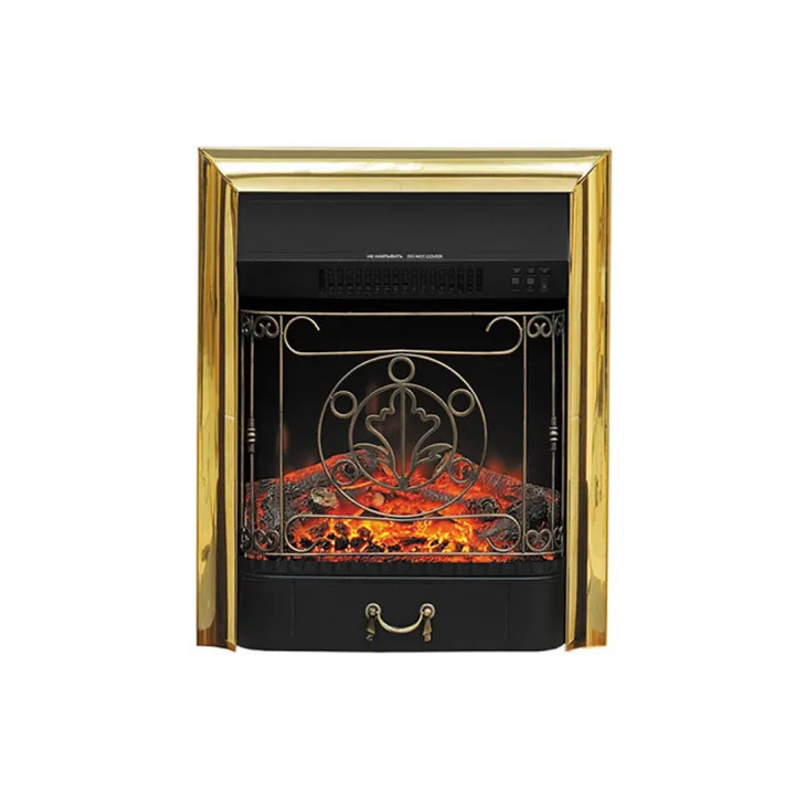Электрокамин с обогревом, звуком и эффектом пламени декоративный Royal Flame Majestic FX Brass черный встроенный