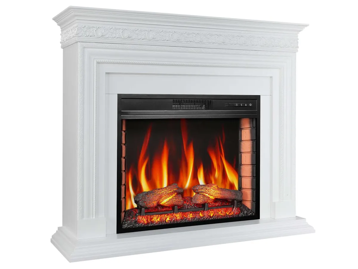 Камінокомплект ArtiFlame Pratella AF28S білий з обігрівом і звуком горіння вогню