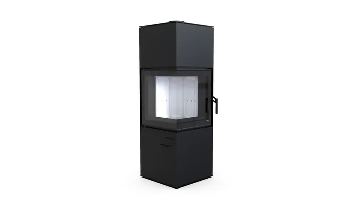 Польська піч на дровах до 90 м² сталева Defro Home QUADROOM чорна 9 кВт (1400х472х472 мм)