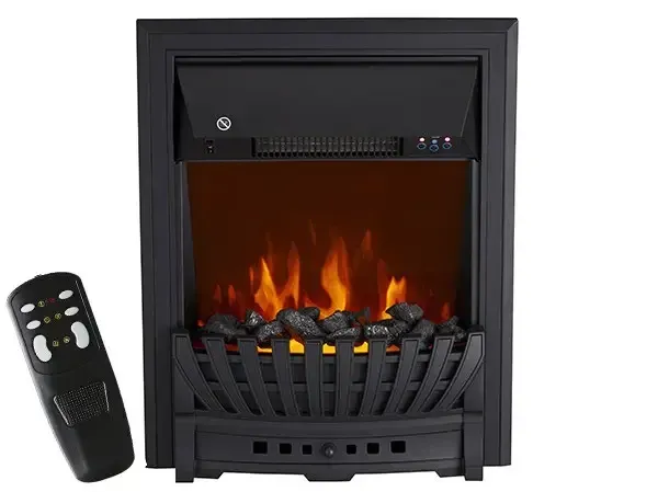 Електрокамін з обігрівом та ефектом полум'я декоративний Royal Flame Aspen Black чорний вбудований