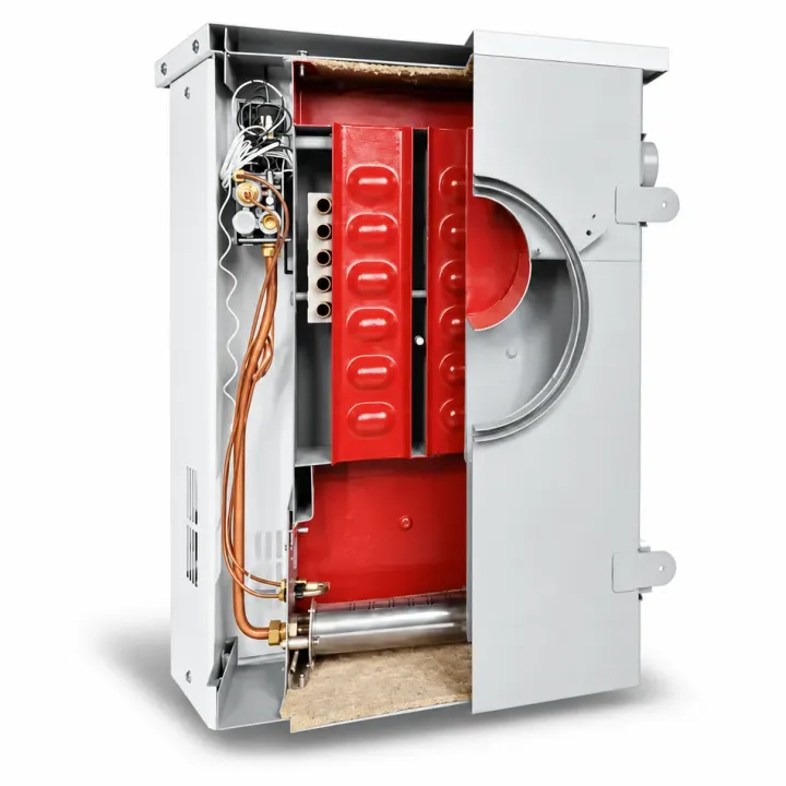 ATON Compact 12EУ с открытой передней панелью: горелка и газовая автоматика